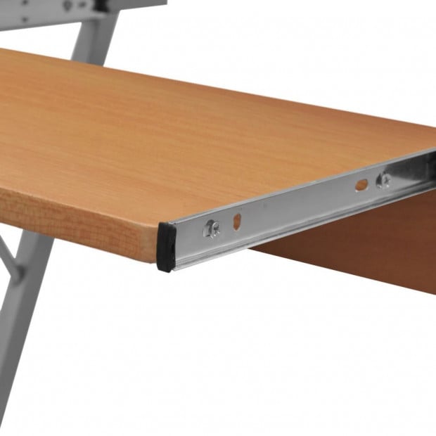 Computer Desk Pull Out Tray Brown Furniture Office Student Table Image 3