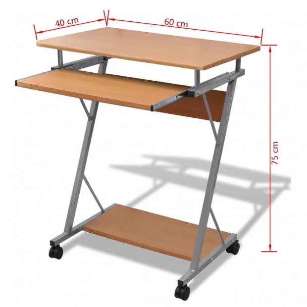 Computer Desk Pull Out Tray Brown Furniture Office Student Table Image 5
