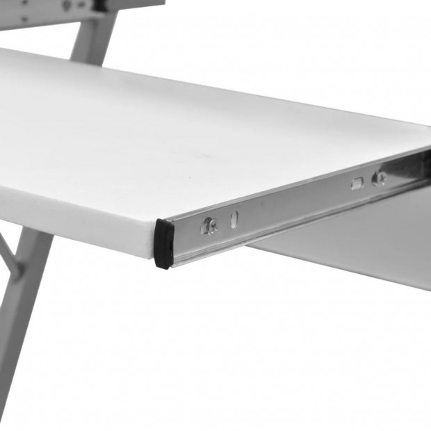 Computer Desk Pull Out Tray White Furniture Office Student Table Image 3