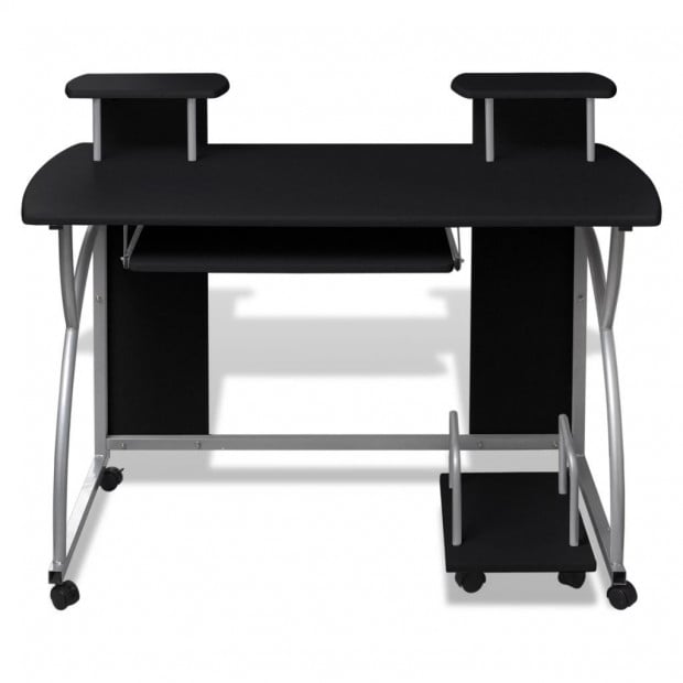 Mobile Computer Desk With Pull Out Tray Black Image 2