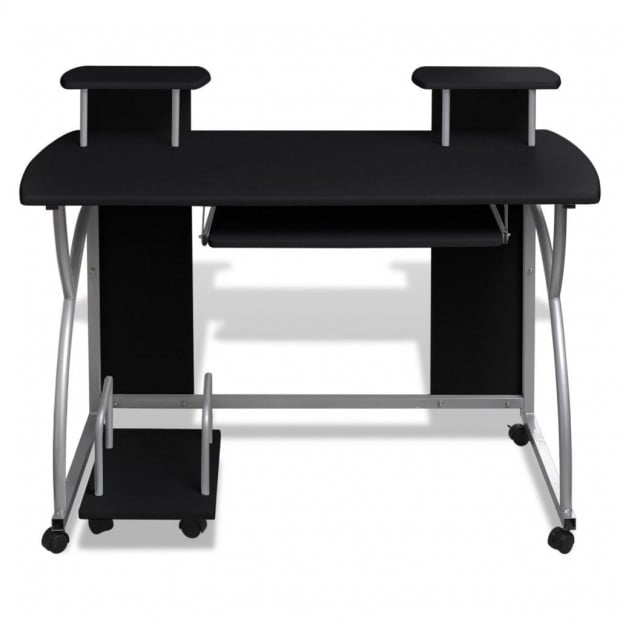 Mobile Computer Desk With Pull Out Tray Black Image 5