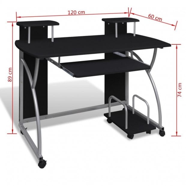 Mobile Computer Desk With Pull Out Tray Black Image 6