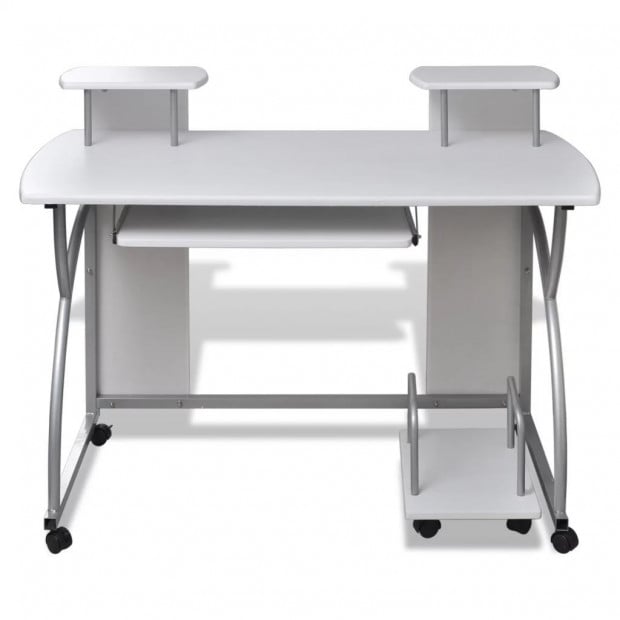 Mobile Computer Desk Pull Out Tray White Office Student Table Image 2