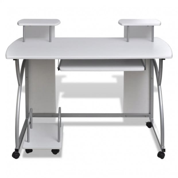 Mobile Computer Desk Pull Out Tray White Office Student Table Image 5