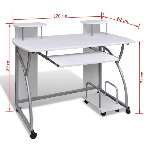 Mobile Computer Desk Pull Out Tray White Office Student Table Image 6