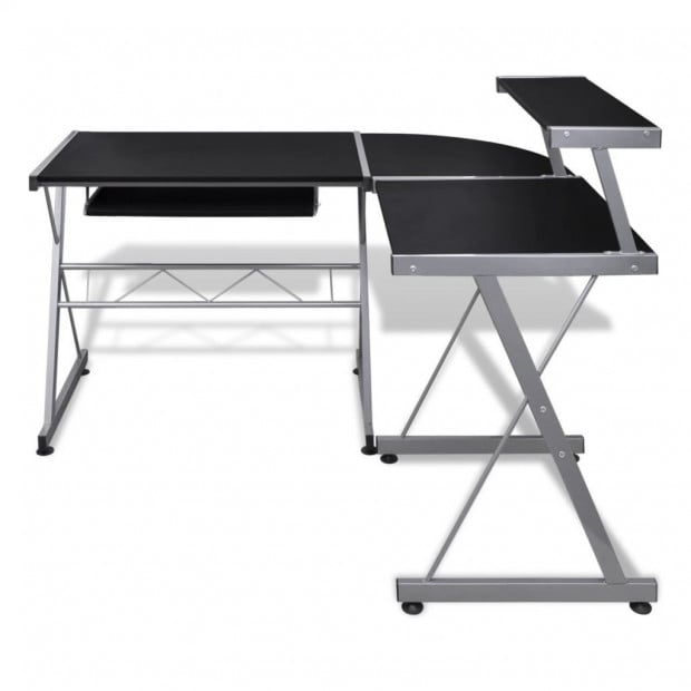 Computer Desk Workstation With Pull Out Keyboard Tray Black Image 3