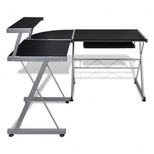 Computer Desk Workstation With Pull Out Keyboard Tray Black Image 4