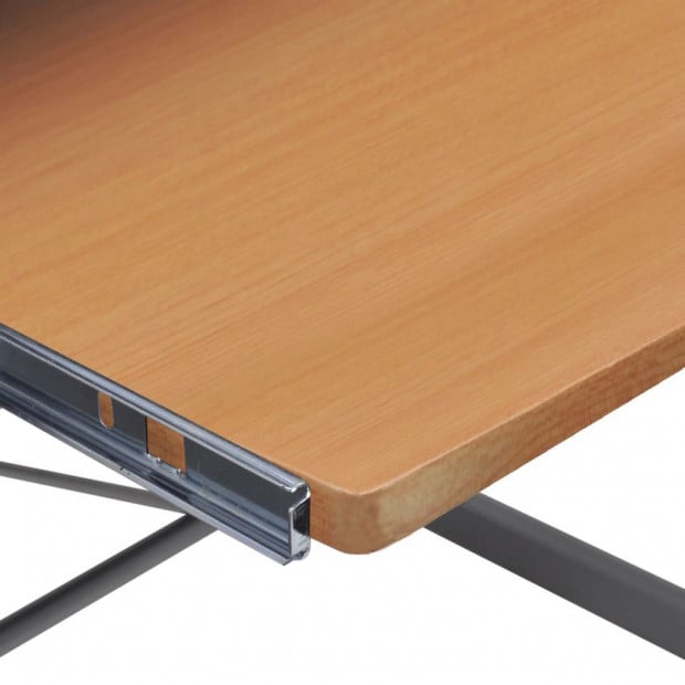 Computer Desk Workstation With Pull Out Keyboard Tray Brown Image 5