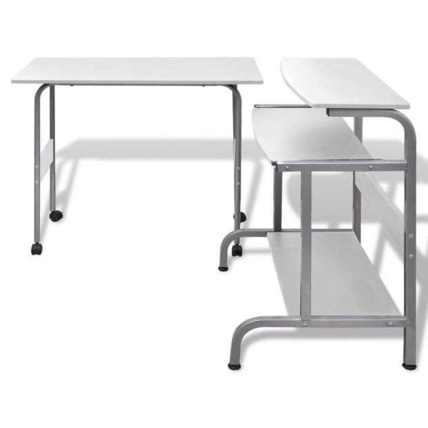 Computer Desk Adjustable Workstation White Image 3