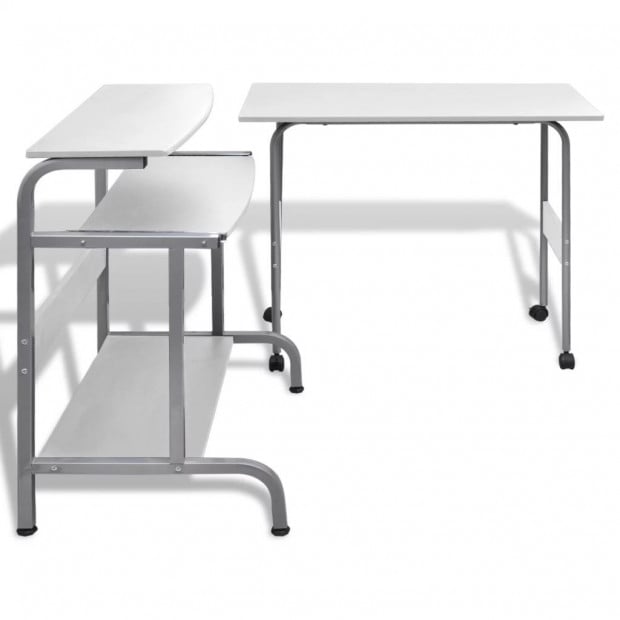 Computer Desk Adjustable Workstation White Image 4