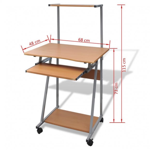 Computer Desk With Pull Out Keyboard Tray Brown Image 4