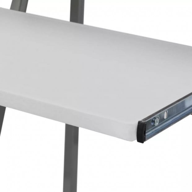 Computer Desk With Pull Out Keyboard Tray White Image 3