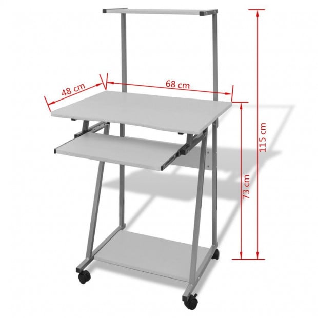 Computer Desk With Pull Out Keyboard Tray White Image 4