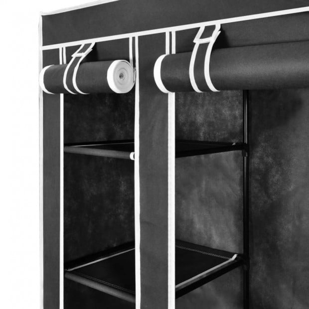 Wardrobe With Compartments And Rods 45x150x176 Cm Black Fabric Image 5