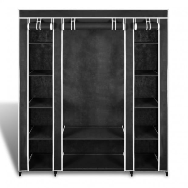 Wardrobe With Compartments And Rods 45x150x176 Cm Black Fabric Image 6