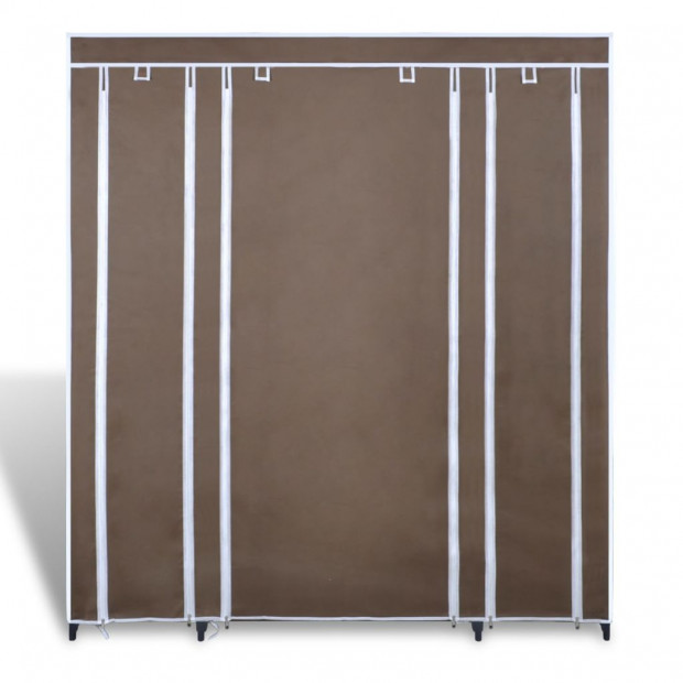 Wardrobe With Compartments And Rods 45x150x176 Cm Brown Fabric Image 3