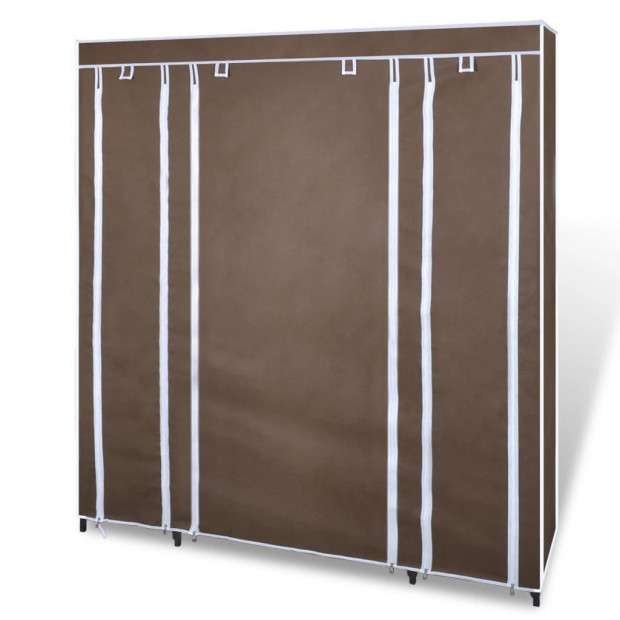 Wardrobe With Compartments And Rods 45x150x176 Cm Brown Fabric Image 4