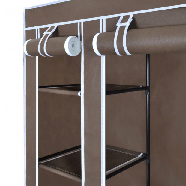 Wardrobe With Compartments And Rods 45x150x176 Cm Brown Fabric Image 5
