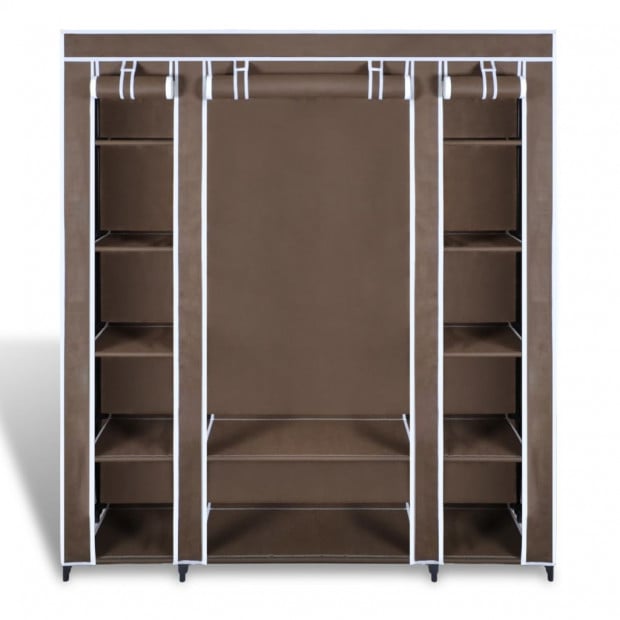 Wardrobe With Compartments And Rods 45x150x176 Cm Brown Fabric Image 6