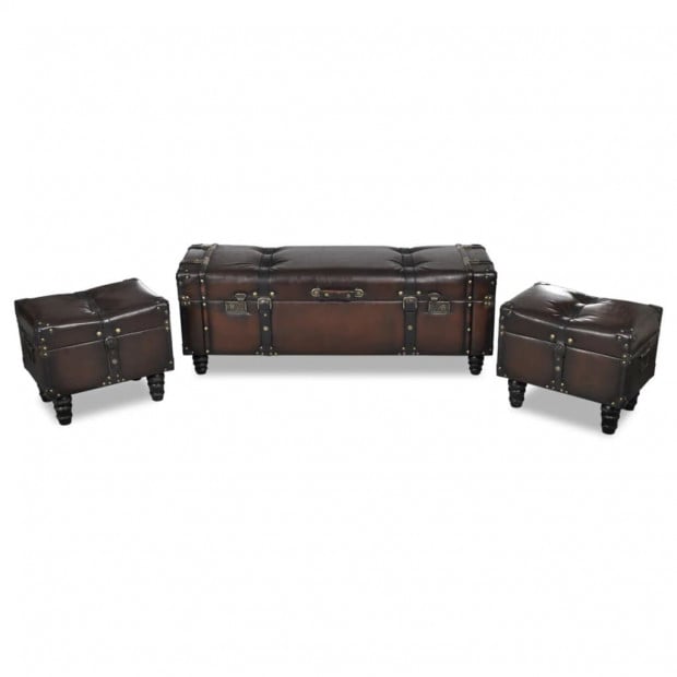 Storage Bench Set 3 Pcs Brown