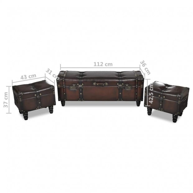 Storage Bench Set 3 Pcs Brown Image 11
