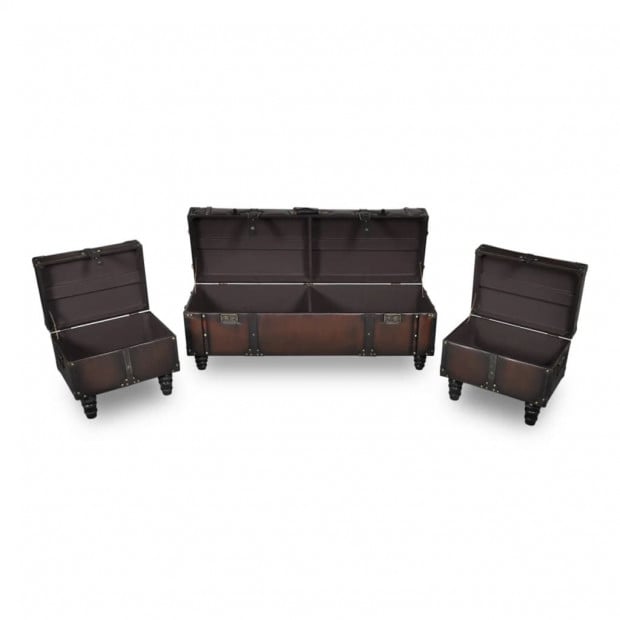 Storage Bench Set 3 Pcs Brown Image 4