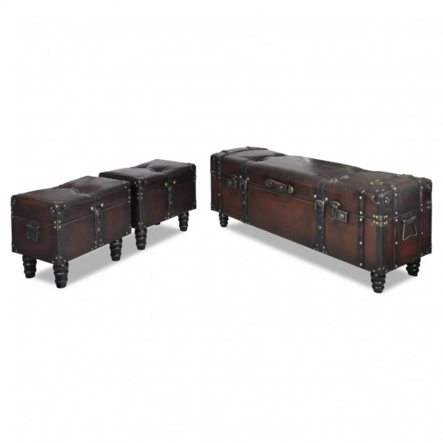 Storage Bench Set 3 Pcs Brown Image 10