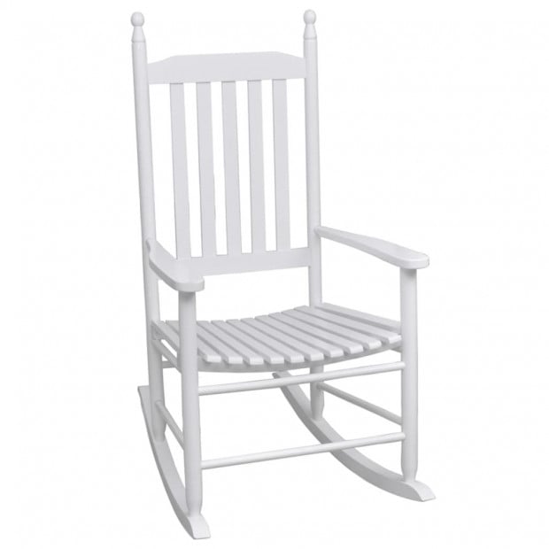 Rocking Chair With Curved Seat White Wood