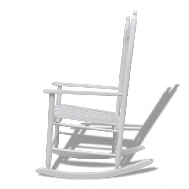 Rocking Chair With Curved Seat White Wood Image 2