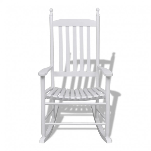 Rocking Chair With Curved Seat White Wood Image 4