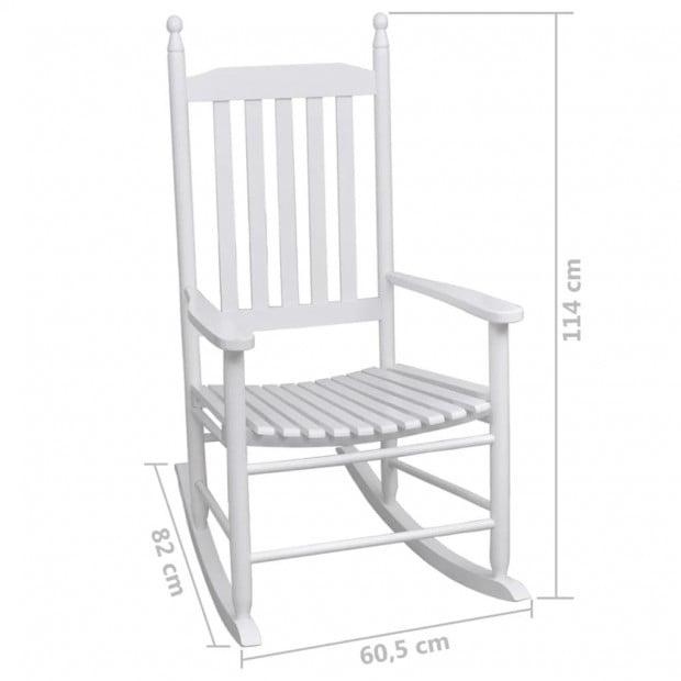 Rocking Chair With Curved Seat White Wood Image 5