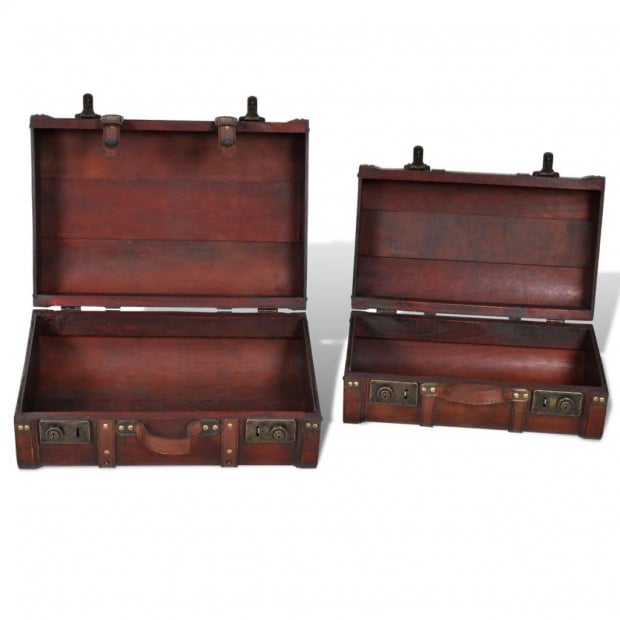 Wooden Treasure Chests 2 Pcs Vintage Brown Image 5