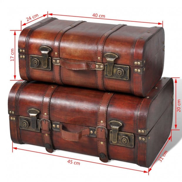 Wooden Treasure Chests 2 Pcs Vintage Brown Image 7