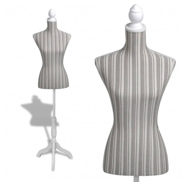 Ladies Bust Display Mannequin Linen With Stripes Image 2