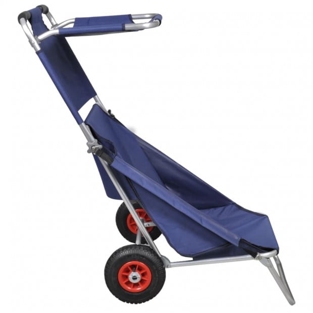Beach Trolley With Wheels Portable Foldable Blue Image 3