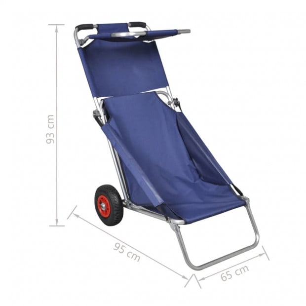 Beach Trolley With Wheels Portable Foldable Blue Image 6