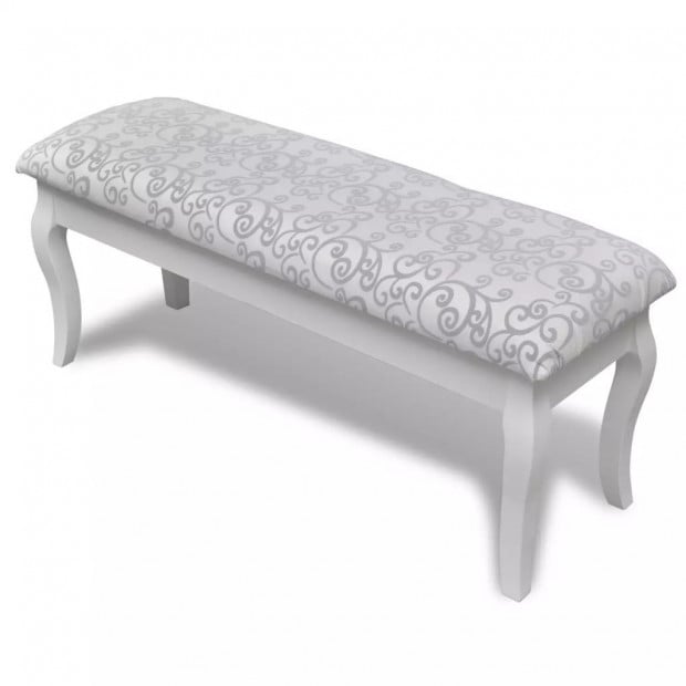 Cushioned Hocker For Dressing Table 2-seater White 110 Cm