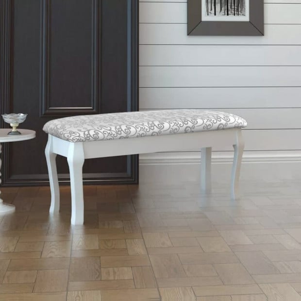 Cushioned Hocker For Dressing Table 2-seater White 110 Cm Image 2