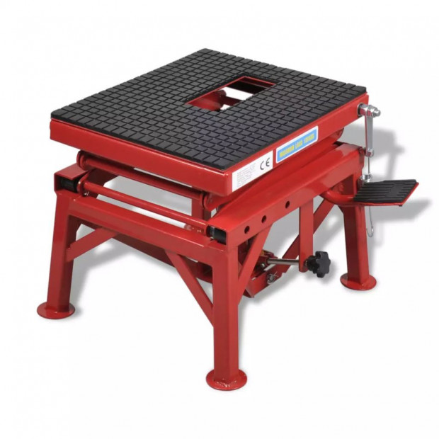 Red Motorcycle Lift 135 Kg With Foot Pad, Locking Bar, Release Valve Image 2