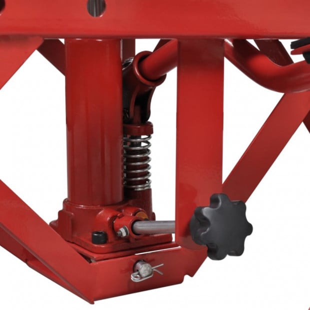 Red Motorcycle Lift 135 Kg With Foot Pad, Locking Bar, Release Valve Image 3