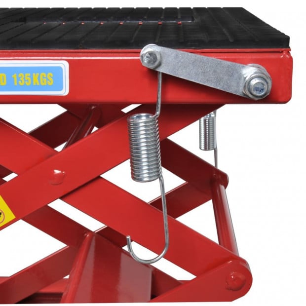 Red Motorcycle Lift 135 Kg With Foot Pad, Locking Bar, Release Valve Image 4