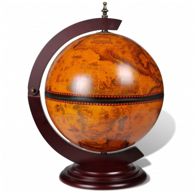 Tabletop Globe Bar Wine Stand Wood Image 2