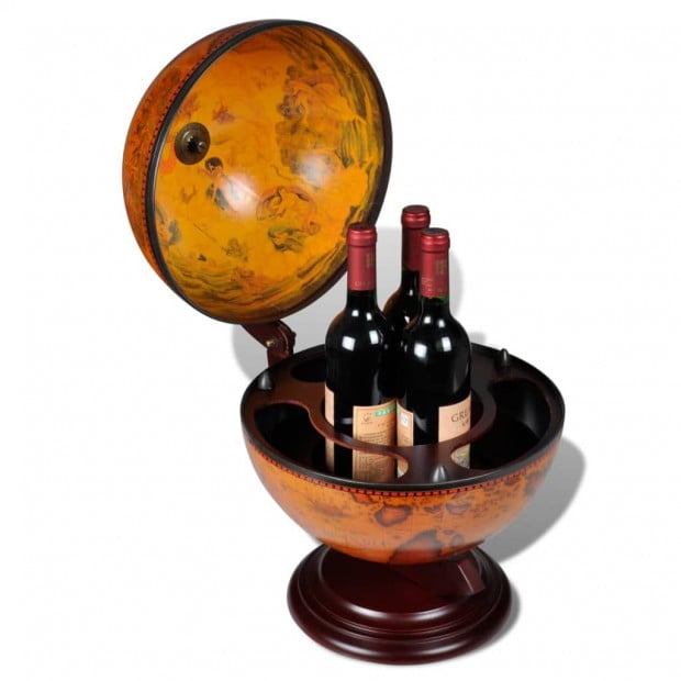 Tabletop Globe Bar Wine Stand Wood Image 4