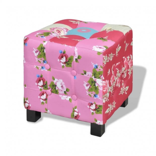 Armchair With Footstool Patchwork Design Fabric Image 3