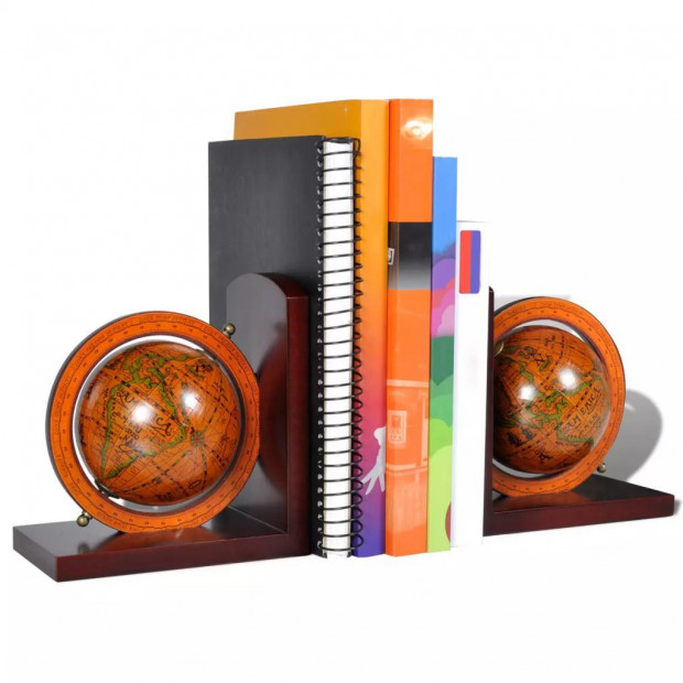 Bookstand World Map Globe Bookend Classic A Pair Image 3