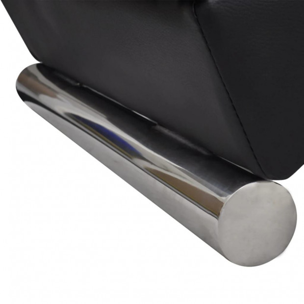 Chaise Longue Black Faux Leather Image 3