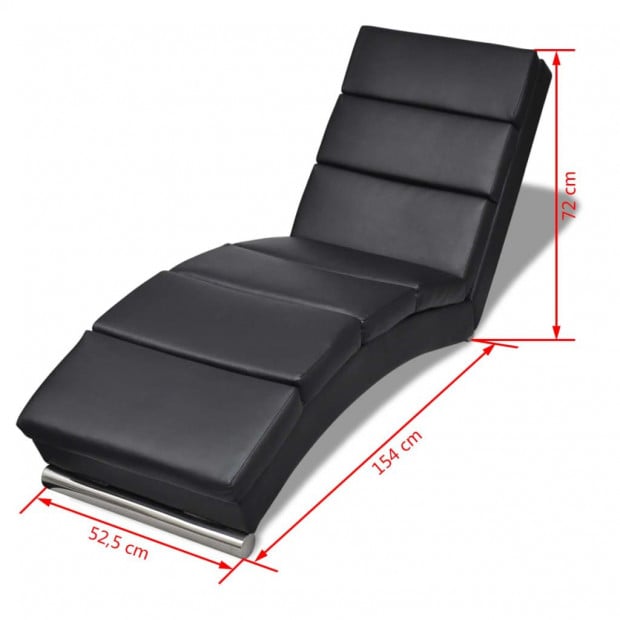 Chaise Longue Black Faux Leather Image 5