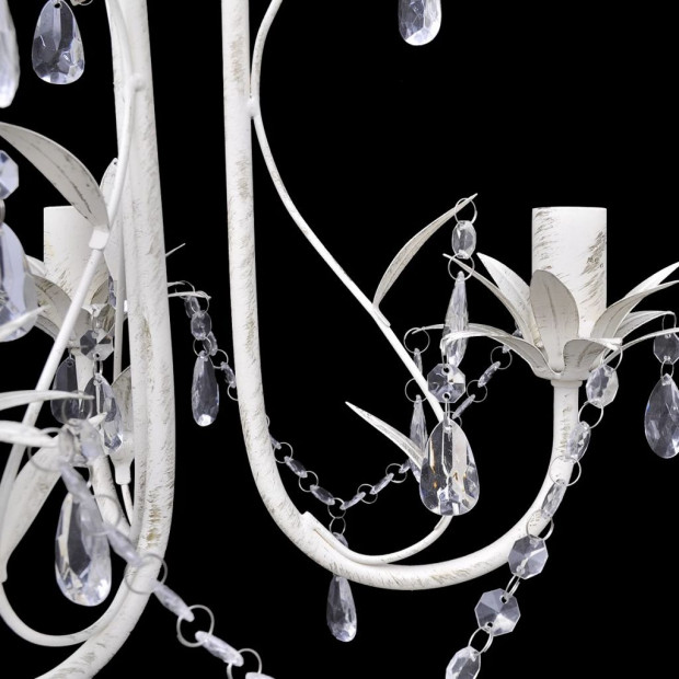 Crystal Pendant Ceiling Lamp Chandelier Elegant White Image 3