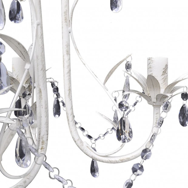 Crystal Pendant Ceiling Lamp Chandelier Elegant White Image 4