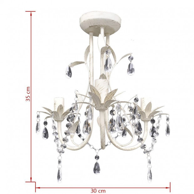 Crystal Pendant Ceiling Lamp Chandelier Elegant White Image 7